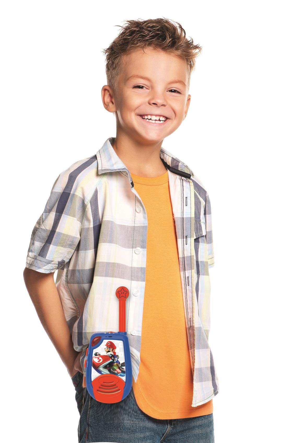 Lexibook TW25NI Nintendo Mario Kart - Digital Walkie-Talkies for Children/Boys - 2 km Transmission Range, Morse Light Function, Belt Clip for Transport, Battery, Blue/Red - Image 6