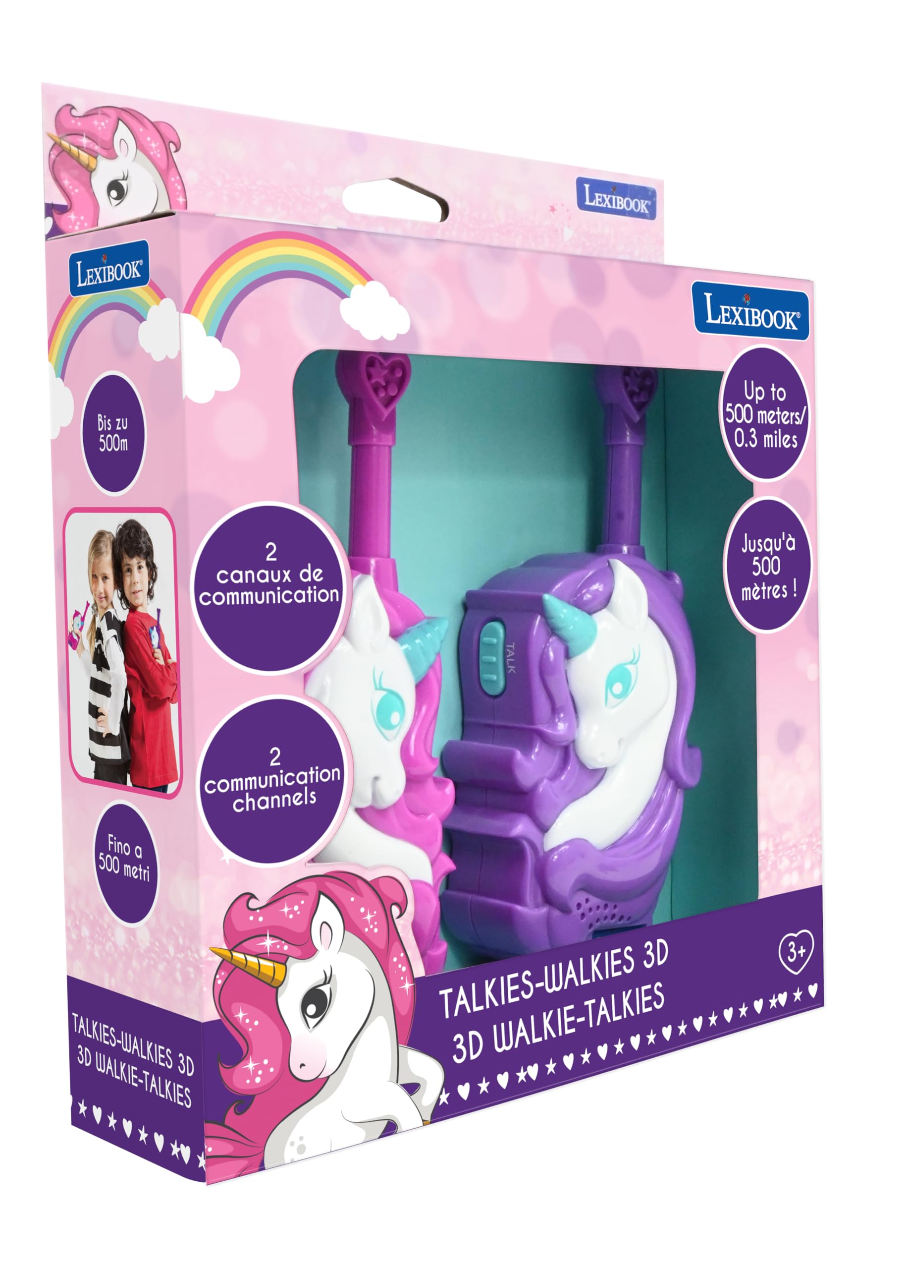 Lexibook, Unicorn, 3D Unicorn Walkie-Talkies, 550 Yards Range, 2 Communication Channels, Belt Clip, Pink/Purple, TW18UNI - Image 7